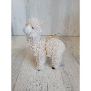 Plush Llama ornament Faux fur white zoo xmas